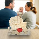 Puzzle in legno personalizzato tema famiglia di leoni con cuore rosso e 2-5 nomi decor da scrivania regalo di compleanno e anniversario per famiglia