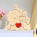 Gepersonaliseerde Houten Leeuw Familie Rode Hart Puzzel met 2-5 Namen Woondecoratie Verjaardag Jubileum Cadeau voor Familie
