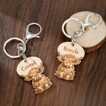 Gepersonaliseerde Leuke Hoogland Koe Houten Sleutelhanger met Naam Zakje Accessoires Verjaardagscadeau voor Highland Koe Liefhebbers