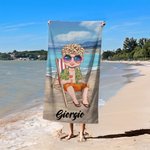 Telo mare personalizzato in microfibra con nome e sfondo cartone animato asciugatura rapida regalo di compleanno per famiglia e amici