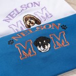 Personalized Embroidered Dog Cat Pet Portrait Photo T-shirt Sweatshirt Hoodie with Name Title Birthday Holiday Gift for Pet Owners Lovers