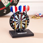 Personalised 3D Printed Dartboard Pattern Dart Holder with Text and Base for Holding 3 Darts Desk Decor Birthday Gift for Dart Lovers