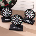 Personalised 3D Printed Dartboard Pattern Dart Holder with Text and Base for Holding 3 Darts Desk Decor Birthday Gift for Dart Lovers
