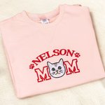 Personalized Embroidered Dog Cat Pet Portrait Photo T-shirt Sweatshirt Hoodie with Name Title Birthday Holiday Gift for Pet Owners Lovers