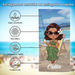 Telo mare personalizzato in microfibra con nome e sfondo cartone animato asciugatura rapida regalo di compleanno per famiglia e amici