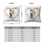 Personalizzato Cartoon Sposi cuore morbido cuscino di copertura con il nome e la data di nozze Matrimonio decorazione regalo di anniversario per la coppia