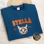 Personalised Multicolour Embroidery Dog Cat Pet Portrait Photo T-shirt Sweatshirt Hoodie with Name and Year Pet Party Birthday Gift for Pet Lover Owner
