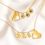 Collana personalizzata con cuore cavo con 1-8 nomi incisi Gioielli di famiglia Regalo di compleanno e anniversario per nonna e mamma