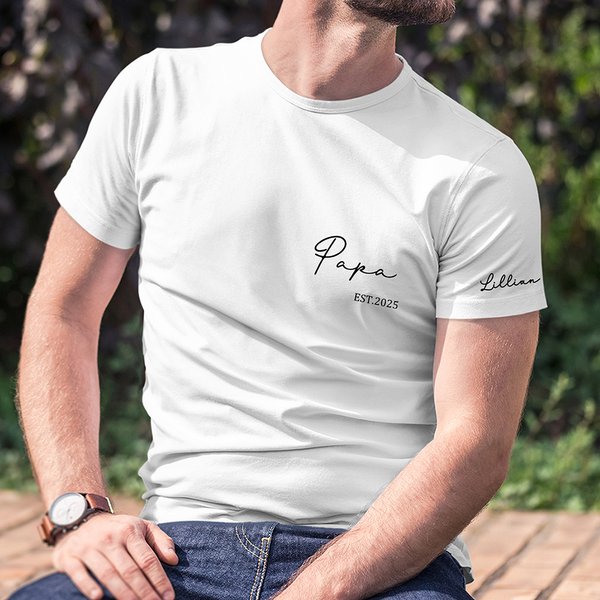 Personalised 1-8 Family Member Names Adult Kid T-shirt Hoodie with Appellation and Year Father's Day Birthday Gift for Dad Grandpa