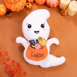 Personalized Cute Ghost  Soft Stuffed Plush Toy with Name and Sweets Holder Pocket Halloween Party Decor Gift for Kids