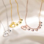 Collana personalizzata con cuore cavo con 1-8 nomi incisi Gioielli di famiglia Regalo di compleanno e anniversario per nonna e mamma