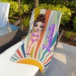 Personalizzato Retro Sun Rays Cartoon Character Morbido Asciugatura Rapida Asciugamano da Spiaggia con Nome Viaggio Essenziale Estate Vacanze Regalo di Compleanno per Famiglia Amico