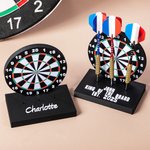 Personalised 3D Printed Dartboard Pattern Dart Holder with Text and Base for Holding 3 Darts Desk Decor Birthday Gift for Dart Lovers