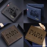 Portefeuille en Cuir Personnalisé avec 1 à 12 Noms et Photo Accessoire Plusieurs Emplacements pour Cartes Cadeau Anniversaire Fête des Pères pour Papa