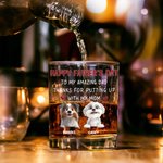 Gepersonaliseerd Aan Mijn Geweldige Vader 3D Cartoon Hond 10 oz Whiskeyglas met 1-4 Namen Gelukkige Vaderdag Cadeau voor Hond Papa Hondenliefhebber