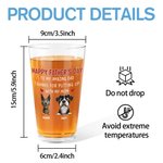 Personalisierte 1-4 Cute 3D Cartoon Hunde 16 oz klar Bierglas mit Namen Vatertag Geburtstag Jahrestag Geschenk für Hund Vater Bierliebhaber