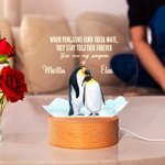 Luz nocturna LED personalizada You Are My Penguin con nombres y base de madera Decoración de habitaciones Cumpleaños San Valentín Regalo de aniversario para pareja