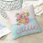 Gepersonaliseerde bloemen gehaakte mand garen zacht kussenhoes met naam en zakken Home Decor Verjaardag Housewarming Gift voor breiliefhebbers