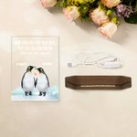 Gepersonaliseerd Als pinguïns hun partner vinden blijven ze bij elkaar Acryl nachtlampje met namen en houten basis Huwelijksverjaardag cadeau voor echtpaar
