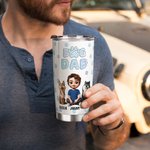 Personnalisé Dog Dad 3D Cartoon Character and 1-4 Dogs 20 oz Insulated Tumbler with Names Birthday Father's Day Gift for Dad Pet Lovers (Cadeau de fête des pères pour les amoureux des animaux de compa