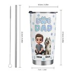 Personnalisé Dog Dad 3D Cartoon Character and 1-4 Dogs 20 oz Insulated Tumbler with Names Birthday Father's Day Gift for Dad Pet Lovers (Cadeau de fête des pères pour les amoureux des animaux de compa