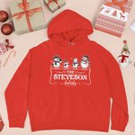 Sweat à capuche multicolore personnalisé flocons de neige 1-5 bonhommes de neige pour adulte enfant avec noms Noël Anniversaire Cadeau pour la famille