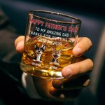 Gepersonaliseerd Aan Mijn Geweldige Vader 3D Cartoon Hond 10 oz Whiskeyglas met 1-4 Namen Gelukkige Vaderdag Cadeau voor Hond Papa Hondenliefhebber