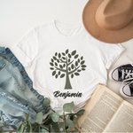 Personalized Oak Tree Acorn 100% Cotton T-shirt Baby Bodysuit with Name Father's Day Birthday Gift for Friend Family