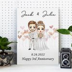 Henkilökohtainen sarjakuva Morsian ja sulhanen Kehyksetön musta kehystetty maalaus nimi ja häät päivämäärä Home Decor vuosipäivä lahja pariskunnalle Newlyweds