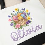 Gepersonaliseerde bloemenmand met garen Herbruikbare canvas tas met naam Reisaccessoires Verjaardag Moederdag cadeau voor breiliefhebbers
