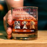 Gepersonaliseerd Aan Mijn Geweldige Vader 3D Cartoon Hond 10 oz Whiskeyglas met 1-4 Namen Gelukkige Vaderdag Cadeau voor Hond Papa Hondenliefhebber