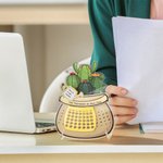 Calendrier Perpétuel Personnalisé avec Texte Design Pot de Fleurs Motif Tournesol Cactus Jonquille Cadeau Fête des Professeurs pour Enseignants