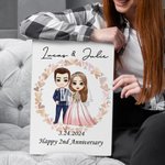 Henkilökohtainen sarjakuva Morsian ja sulhanen Kehyksetön musta kehystetty maalaus nimi ja häät päivämäärä Home Decor vuosipäivä lahja pariskunnalle Newlyweds