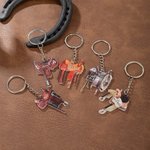 Personalisierte Pferdesattel Acryl Schlüsselanhänger mit Namen Geburtstag Jahrestag Geschenk für Pferdeliebhaber Pferdesportler