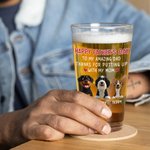 Personalisierte 1-4 Cute 3D Cartoon Hunde 16 oz klar Bierglas mit Namen Vatertag Geburtstag Jahrestag Geschenk für Hund Vater Bierliebhaber