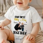Gepersonaliseerd Onze Eerste Vaderdag Samen Foto 100% Katoenen T-shirt Baby Bodysuit met Namen Verjaardagscadeau voor Baby Papa