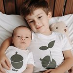 Personalized Oak Tree Acorn 100% Cotton T-shirt Baby Bodysuit with Name Father's Day Birthday Gift for Friend Family