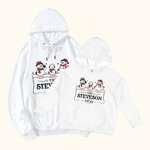 Sweat à capuche multicolore personnalisé flocons de neige 1-5 bonhommes de neige pour adulte enfant avec noms Noël Anniversaire Cadeau pour la famille