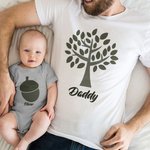 Personalized Oak Tree Acorn 100% Cotton T-shirt Baby Bodysuit with Name Father's Day Birthday Gift for Friend Family