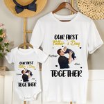 Gepersonaliseerd Onze Eerste Vaderdag Samen Foto 100% Katoenen T-shirt Baby Bodysuit met Namen Verjaardagscadeau voor Baby Papa