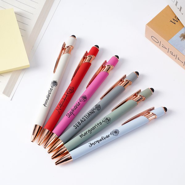 Personalised Morandi Colour Birth Flower Retractable Ballpoint Pen with Name Writing Tool Birthday Teacher's Day Gift for Teachers Students Employees