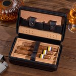 Etui à cigares portable en cuir PU monogramme personnalisé avec nom et date Anniversaire Mariage Fête des pères Cadeau pour les hommes amateurs de cigares