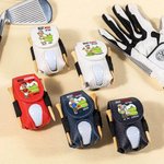 Personalized Multicolor Cartoon Golf Character Photo Leather Golf Ball Bag Tee Holder with Name Father's Day Birthday Gift for Golf Lover