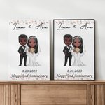 Henkilökohtainen sarjakuva Morsian ja sulhanen Kehyksetön musta kehystetty maalaus nimi ja häät päivämäärä Home Decor vuosipäivä lahja pariskunnalle Newlyweds