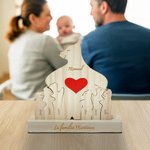 Rompecabezas de madera personalizado con familia de ositos abrazados con base y nombres decoración para escritorio regalo de aniversario para familia