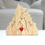 Puzzle in legno personalizzato tema famiglia di lupi con cuore rosso e 2-4 nomi decor da scrivania regalo di compleanno e anniversario per famiglia