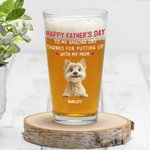 Personalisierte 1-4 Cute 3D Cartoon Hunde 16 oz klar Bierglas mit Namen Vatertag Geburtstag Jahrestag Geschenk für Hund Vater Bierliebhaber