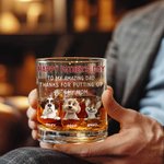 Gepersonaliseerd Aan Mijn Geweldige Vader 3D Cartoon Hond 10 oz Whiskeyglas met 1-4 Namen Gelukkige Vaderdag Cadeau voor Hond Papa Hondenliefhebber