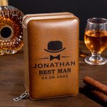 Etui à cigares portable en cuir PU monogramme personnalisé avec nom et date Anniversaire Mariage Fête des pères Cadeau pour les hommes amateurs de cigares