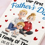 Personalisierte als eine Familie von drei Cartoon-Charaktere Building Brick Puzzles mit Namen und Datum Home Decor Vatertag Geschenk für Papa Familie